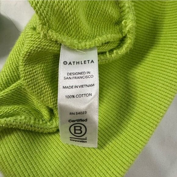 Athleta Moonrise Neon Green Hoodie Sweatshirt Size S Open Back Thick Bright Gym - Picture 6 of 12